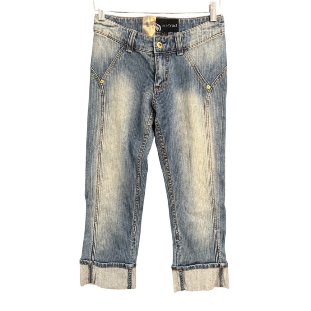 NWT Ecko Red Womens Capri Jeans Denim Light Wash Cuffed Size 8